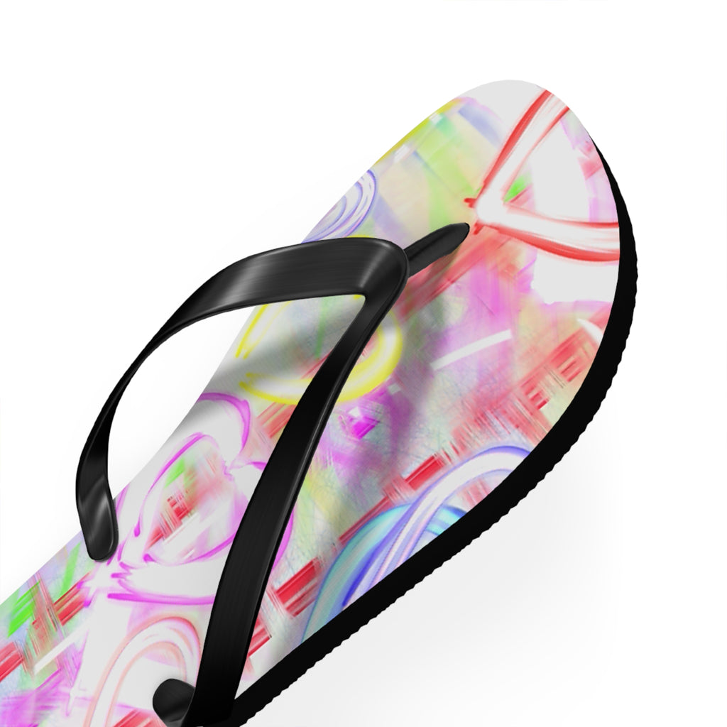 Heart Pattern Flip Flops — Pastel Neon Love Beach Sandals