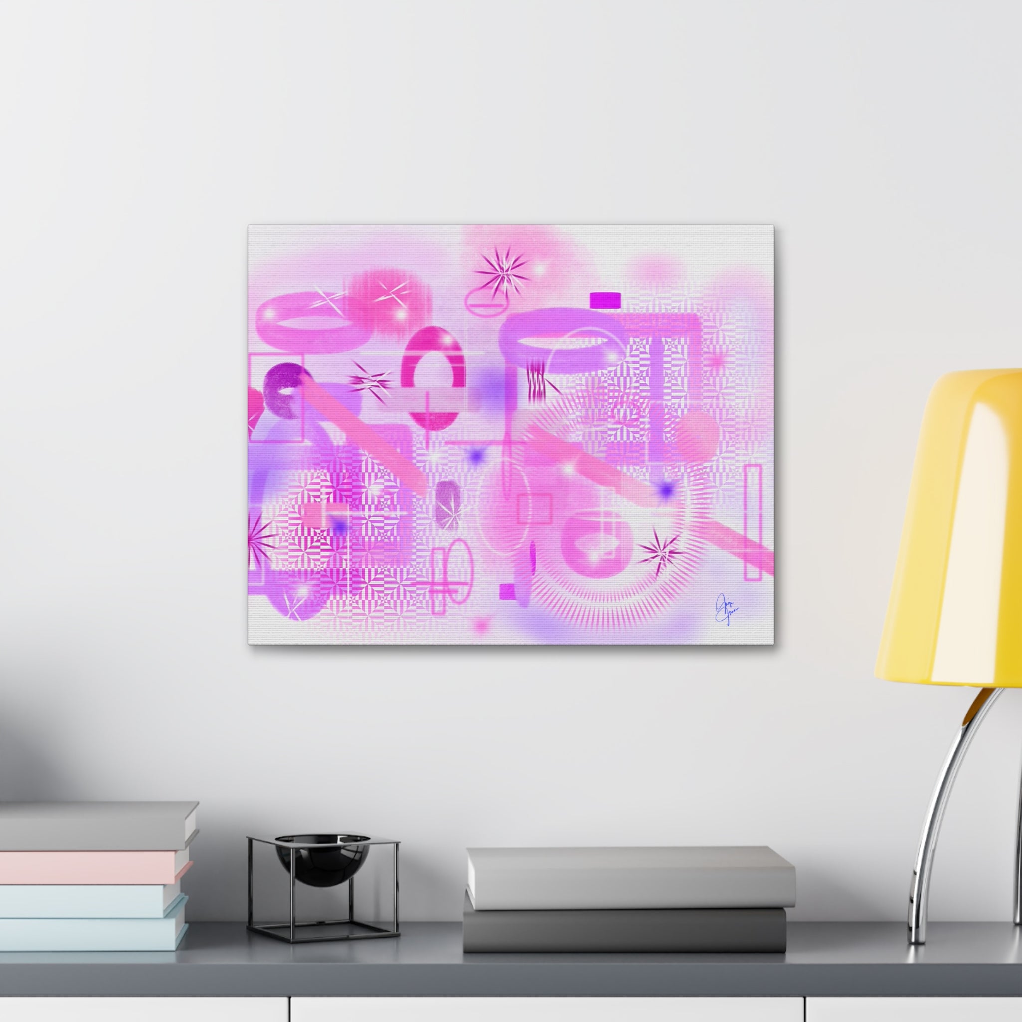 Abstract Pink Dream Canvas Wall Art — Modern Pastel Geometric Print