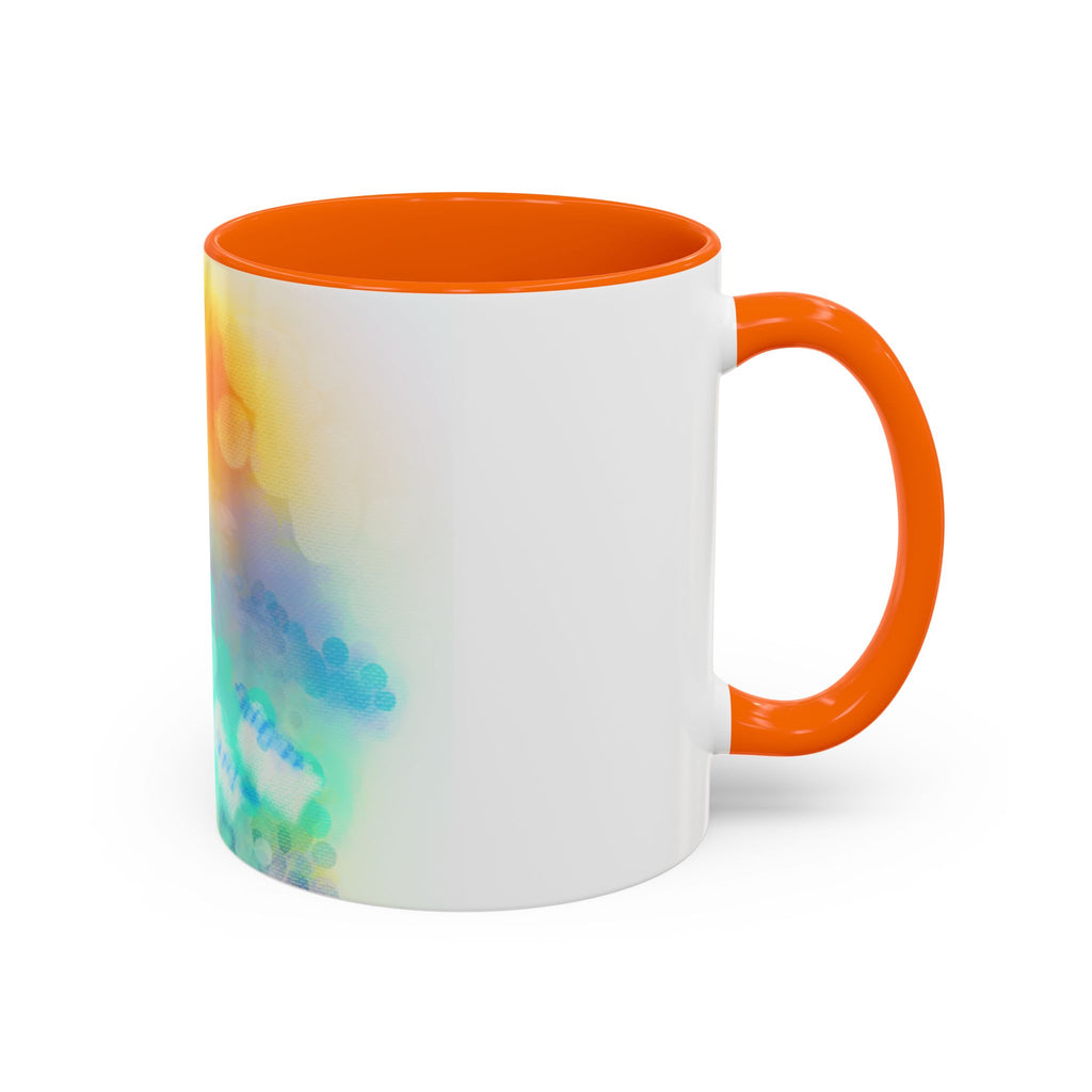 Sunrise Watercolor Accent Coffee Mug — Bright Abstract Teal & Yellow Ceramic