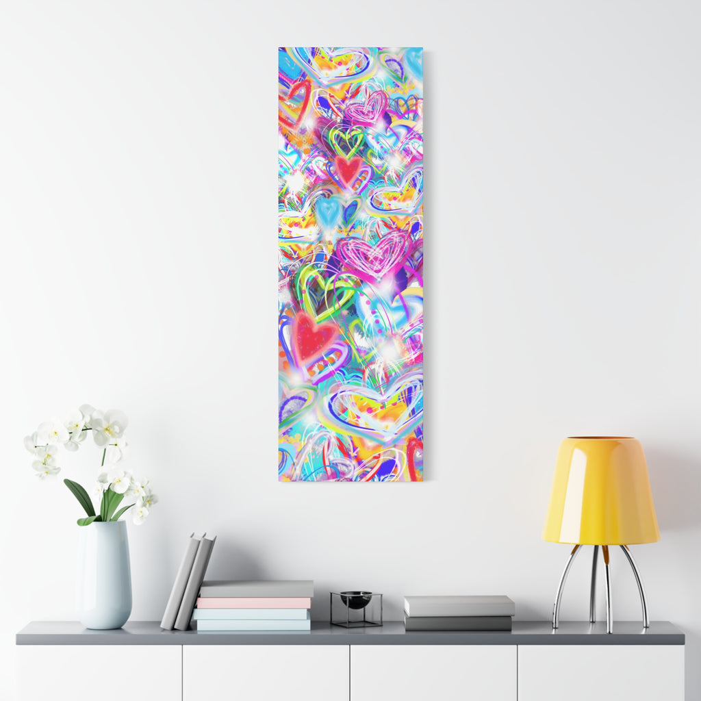 Colorful Heart Graffiti Matte Canvas