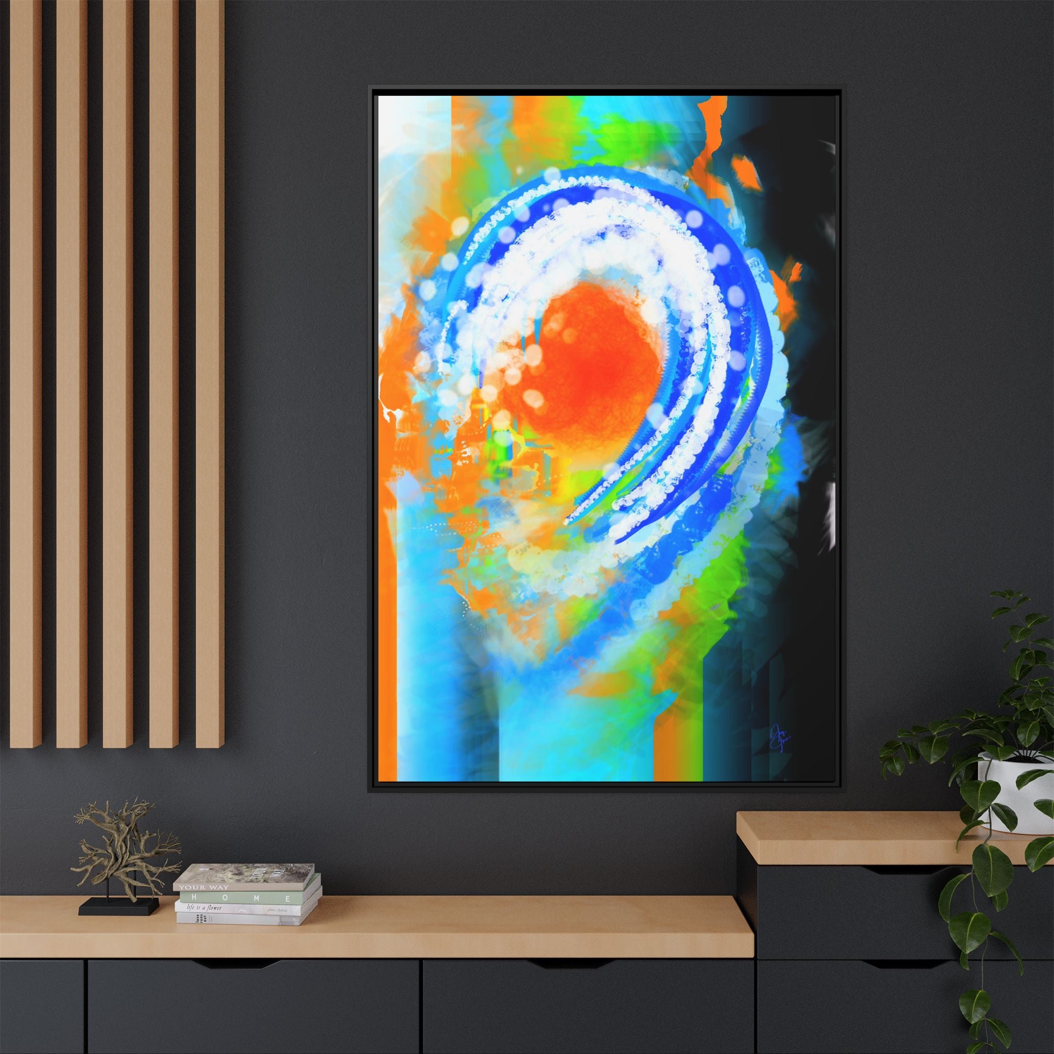 Abstract Ocean Wave Matte Canvas Print — Framed Multi‑Color Wall Art