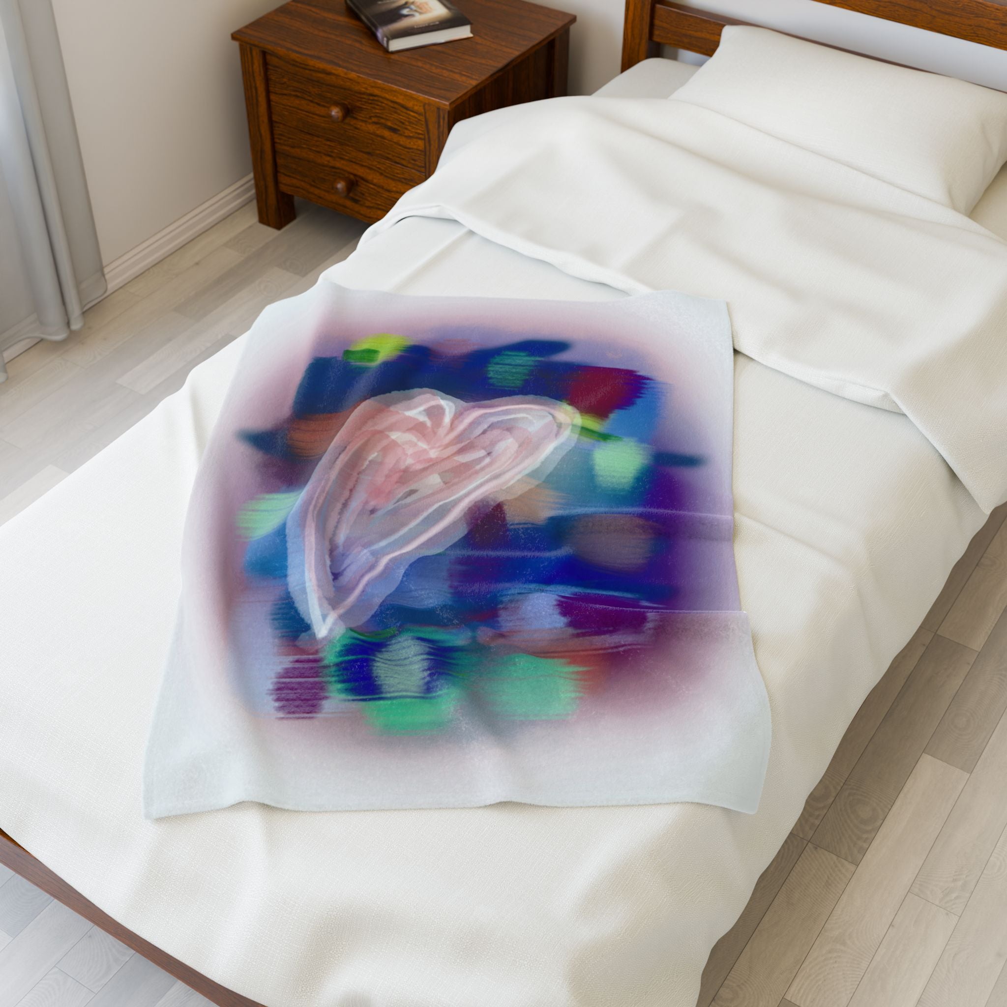 Velveteen Plush Blanket — Dreamy Pastel Heart Abstract Throw