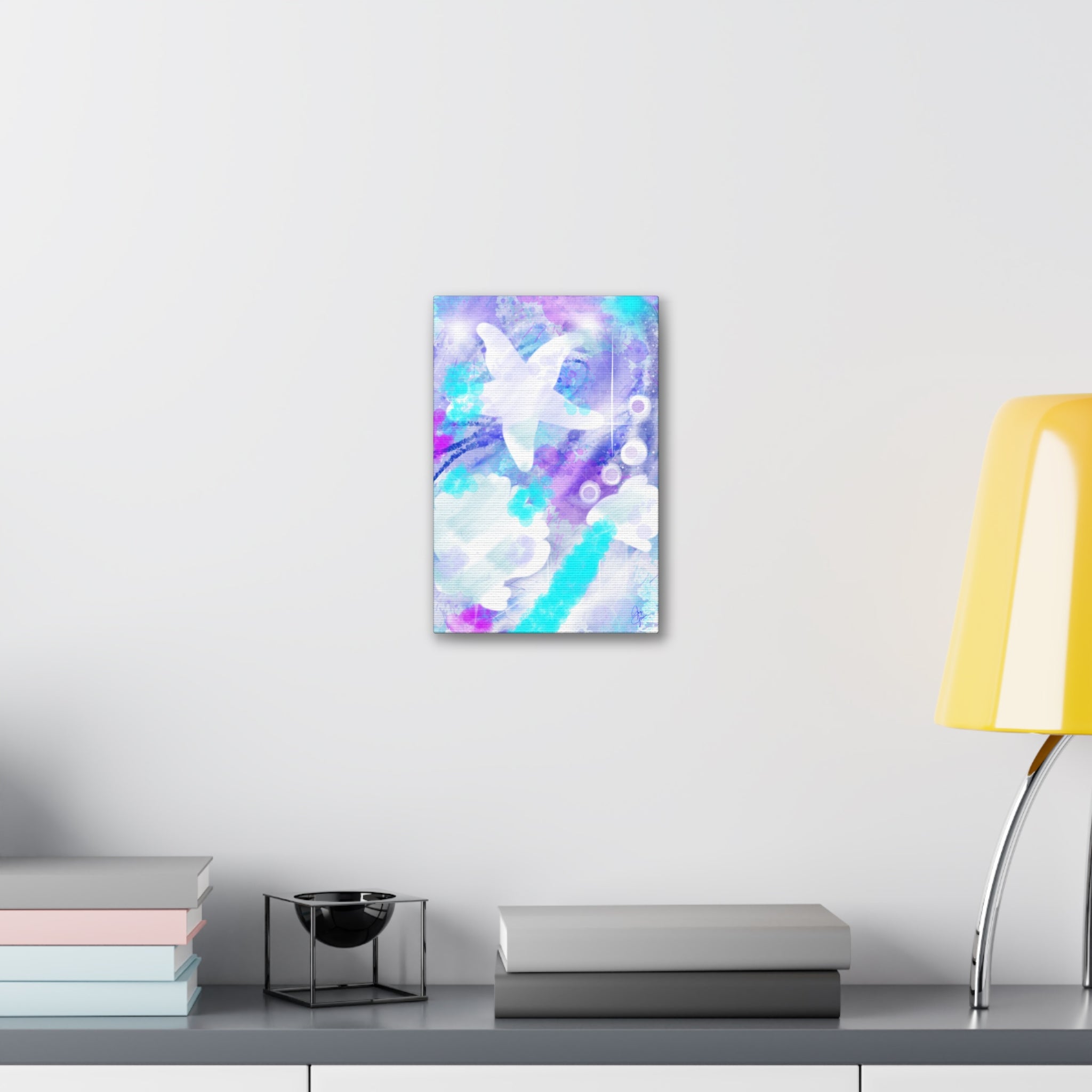 Watercolor Ocean Canvas Art — Purple & Teal Abstract Stretched Canvas