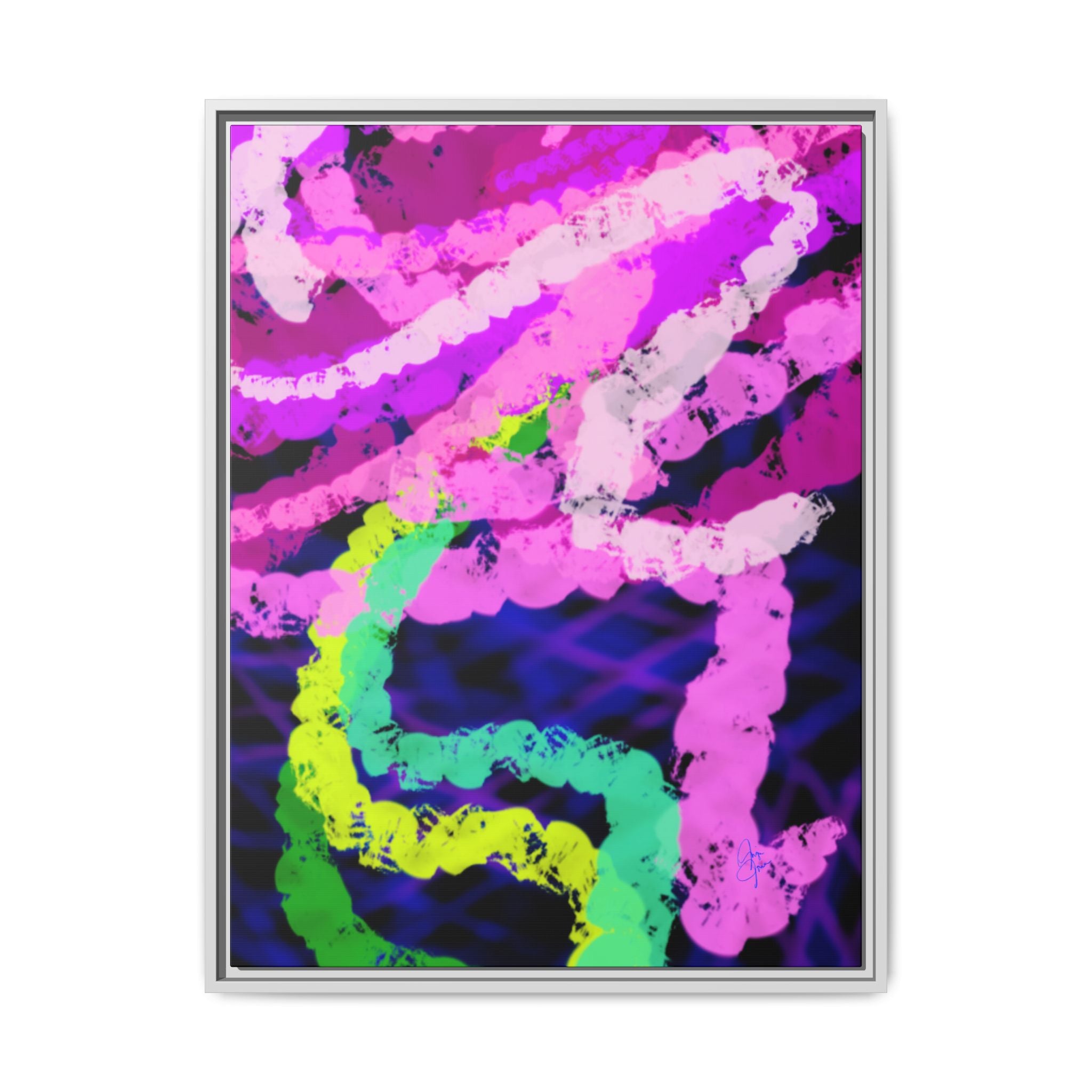 Framed Matte Canvas - Neon Rose Abstract Wall Art