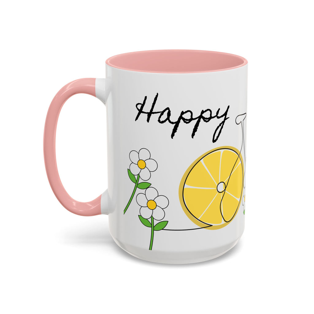 Lemon Bike Coffee Mug — 'Happy Day' Accent Ceramic Mug (11/15oz)