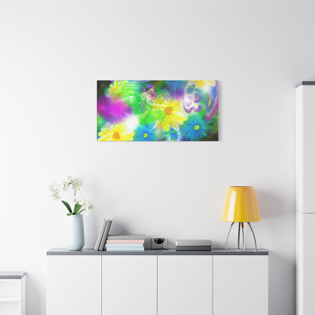 Bright Floral Abstract Matte Canvas Wall Art — Vibrant Daisy Pop