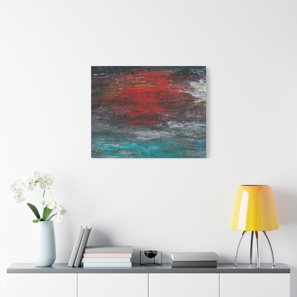 Abstract Red Horizon Matte Canvas Wall Art, Stretched 1.25"
