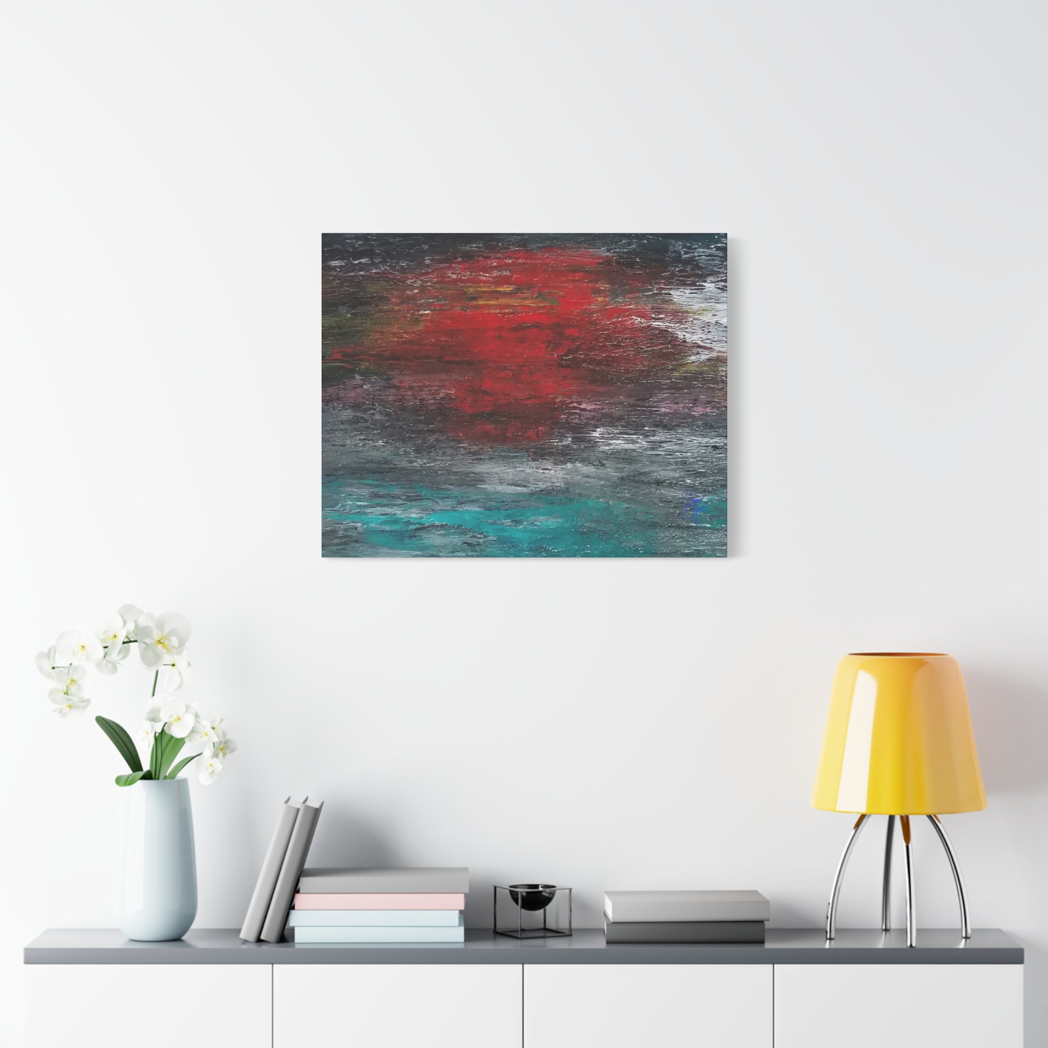 Abstract Red Horizon Matte Canvas Wall Art, Stretched 1.25"
