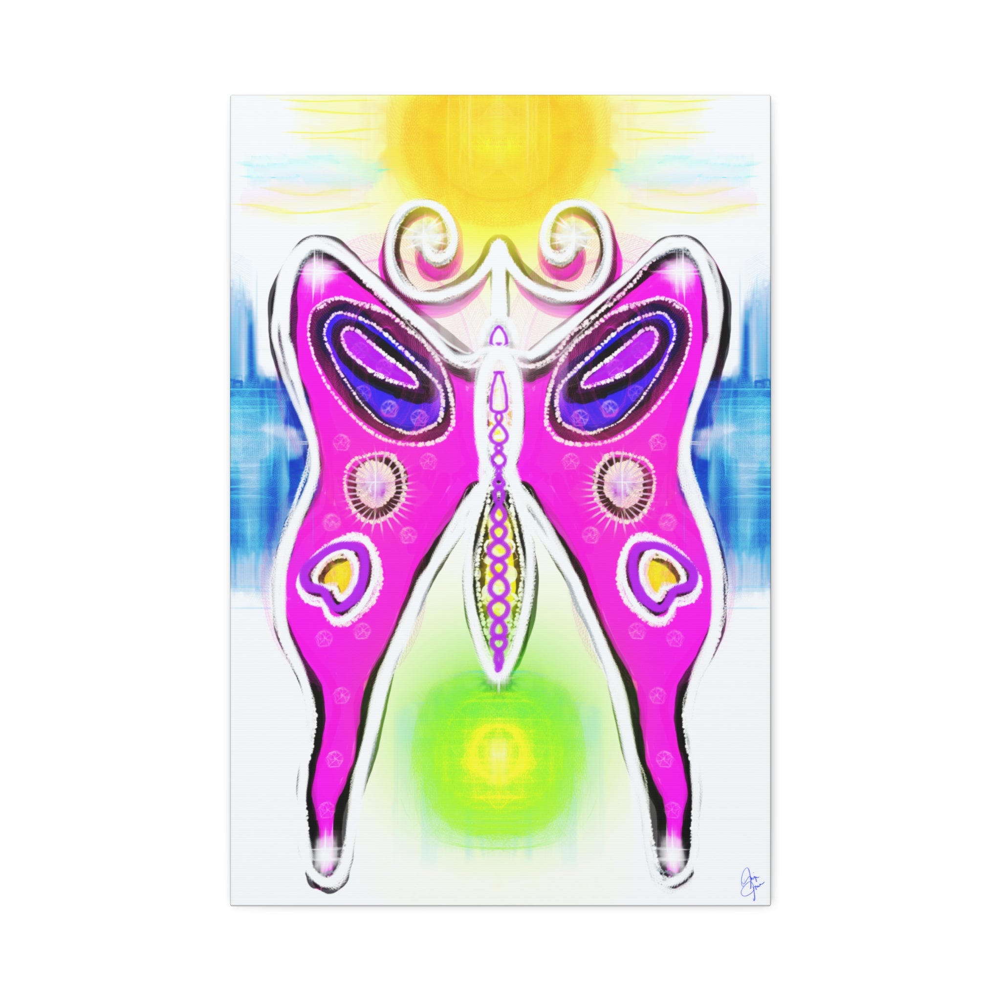 Abstract Pink Butterfly Canvas - Vibrant Stretched Wall Art