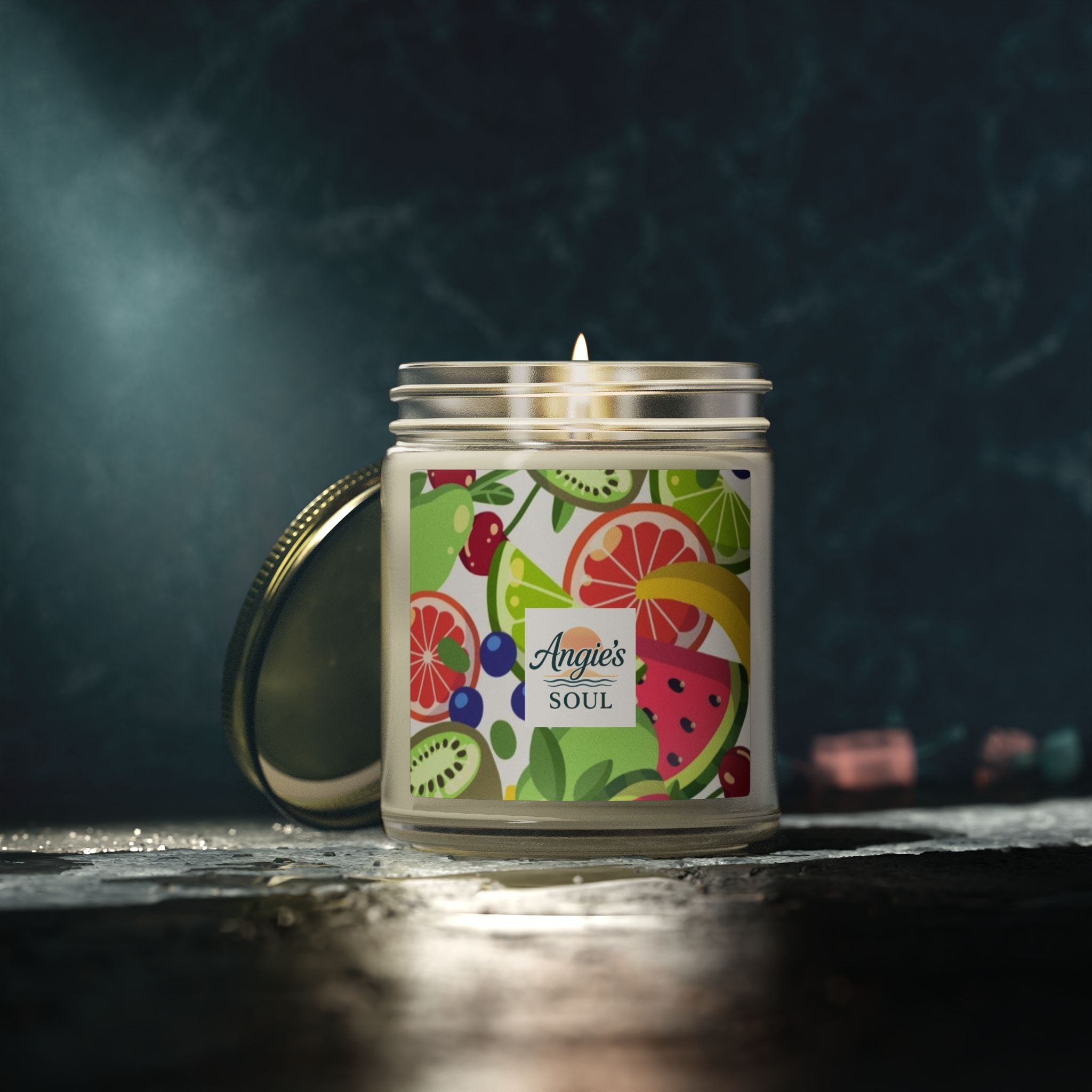 Coconut Apricot Scented Candle — Tropical Fruit Soy Jar (4oz/9oz)