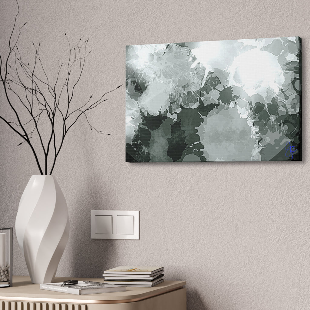 Abstract Gray Ink Splash Canvas