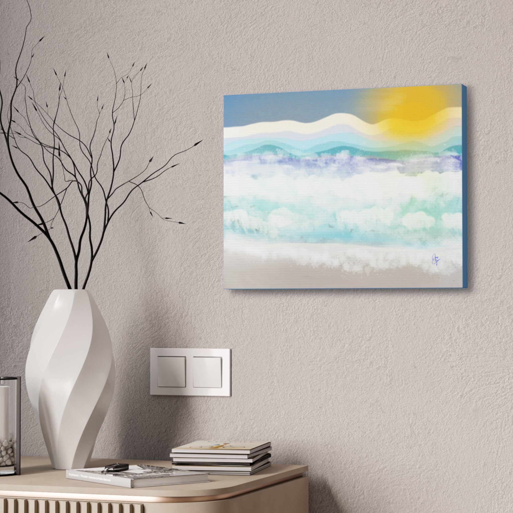 Serene Coastal Watercolor Canvas Print — Stretched 1.5"