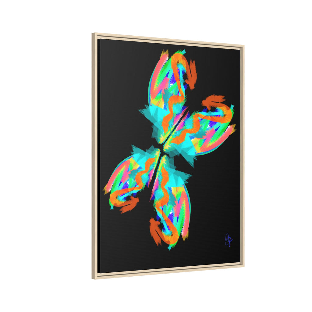 Framed Matte Canvas — Neon Abstract Butterfly Wall Art