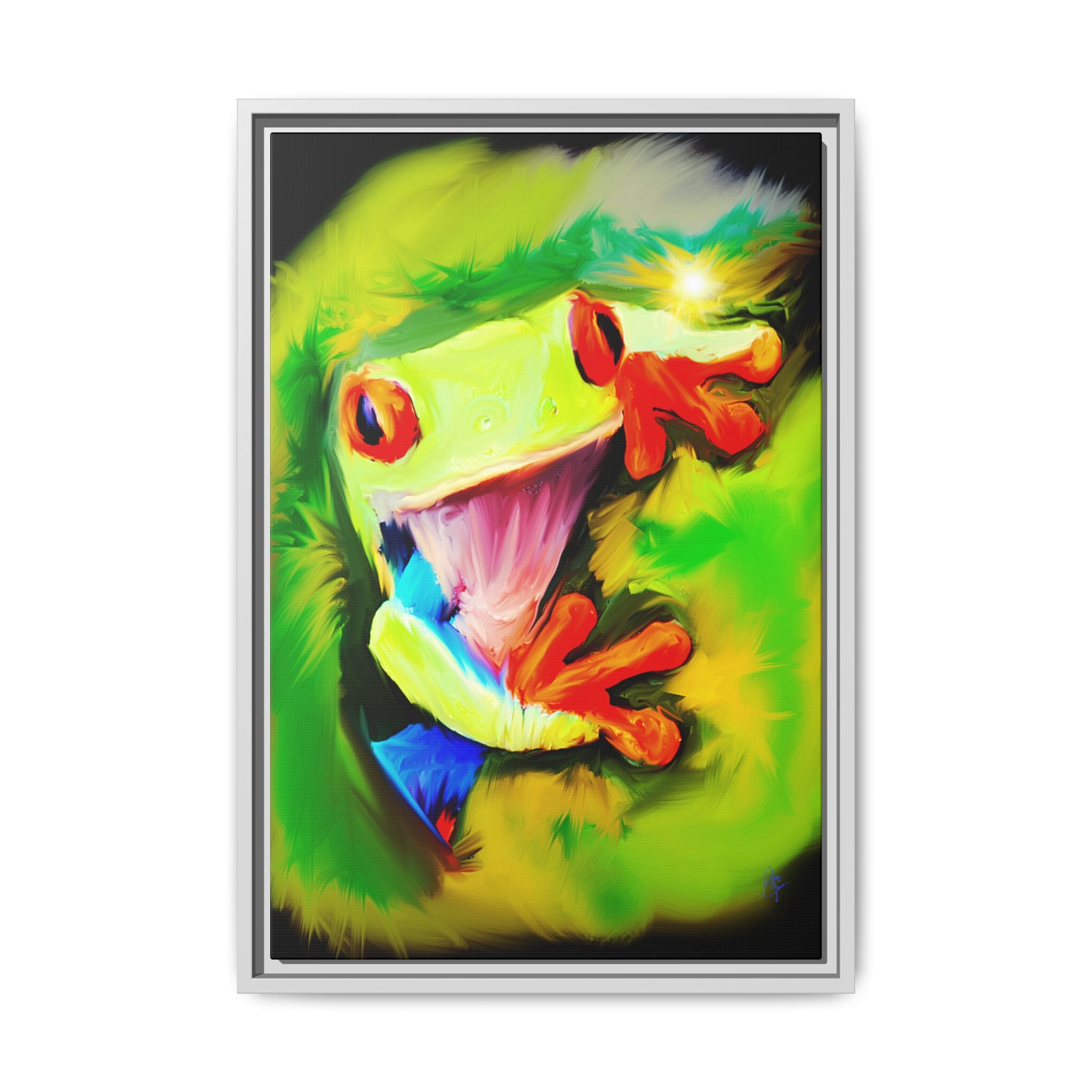 Colorful Tree Frog Matte Canvas Print — Framed Tropical Wall Art