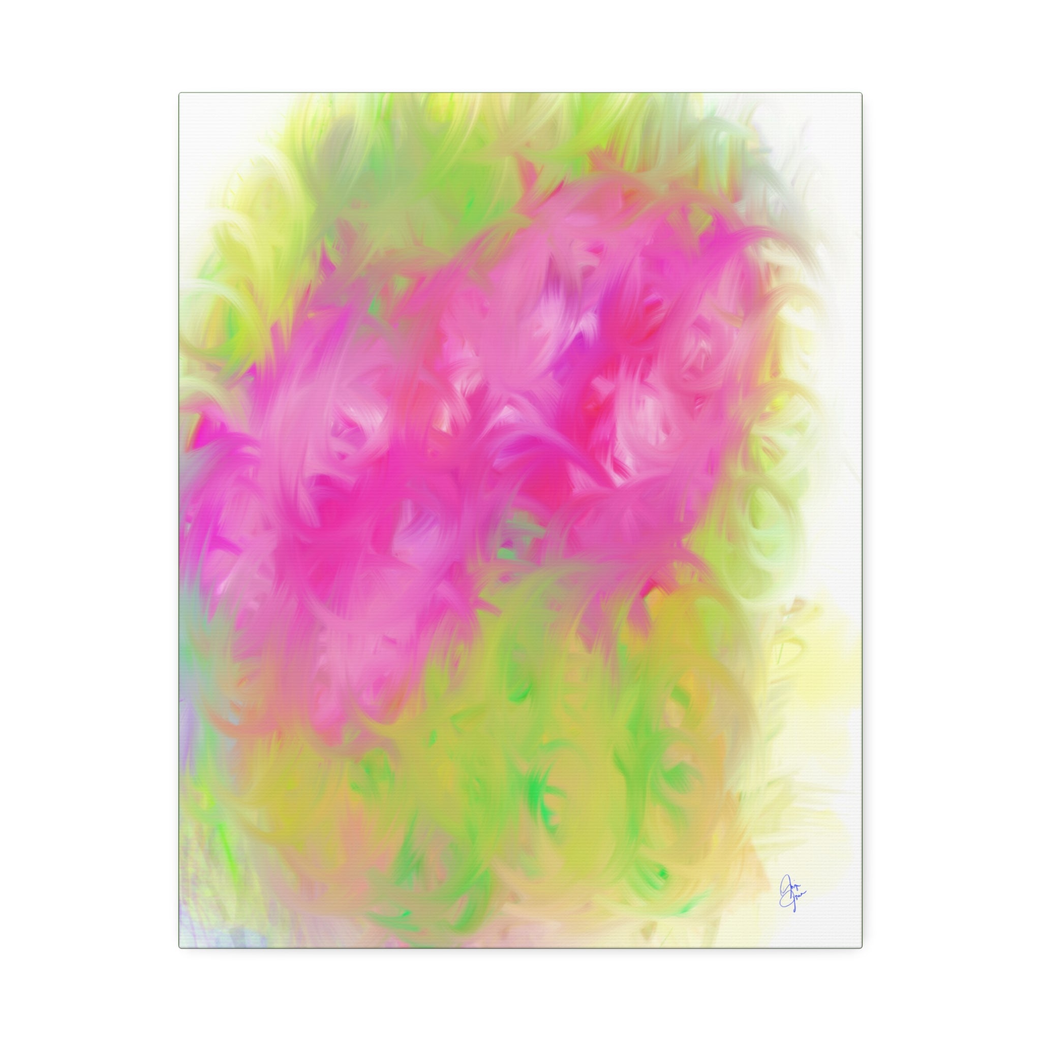 Abstract Pink & Lime Floral Canvas Print — Stretched 1.5"